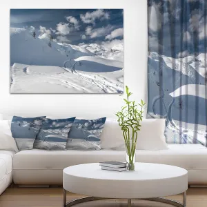 Ski Tracks on a Slope Landscape Photo Canvas Art Print