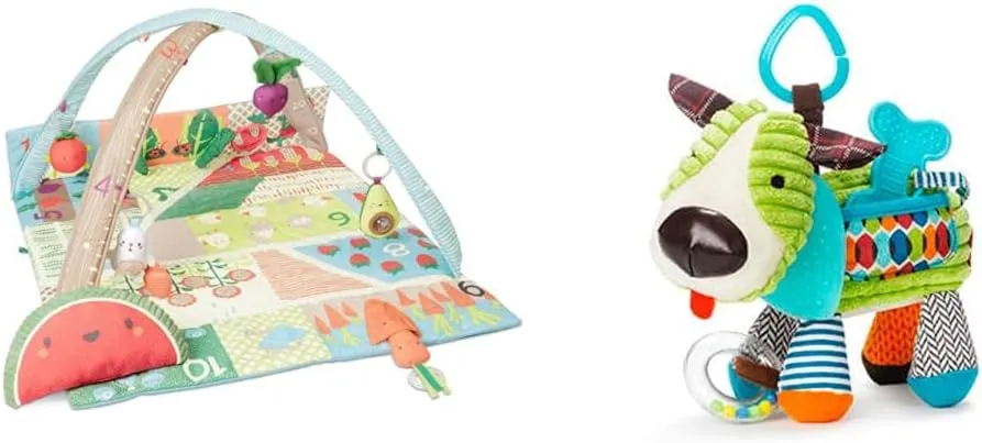 Skip Hop Baby Gym, Farmstand Grow & Play, Green and Bandana Buddies Baby Activity and Teething Toy with Rattle, Puppy