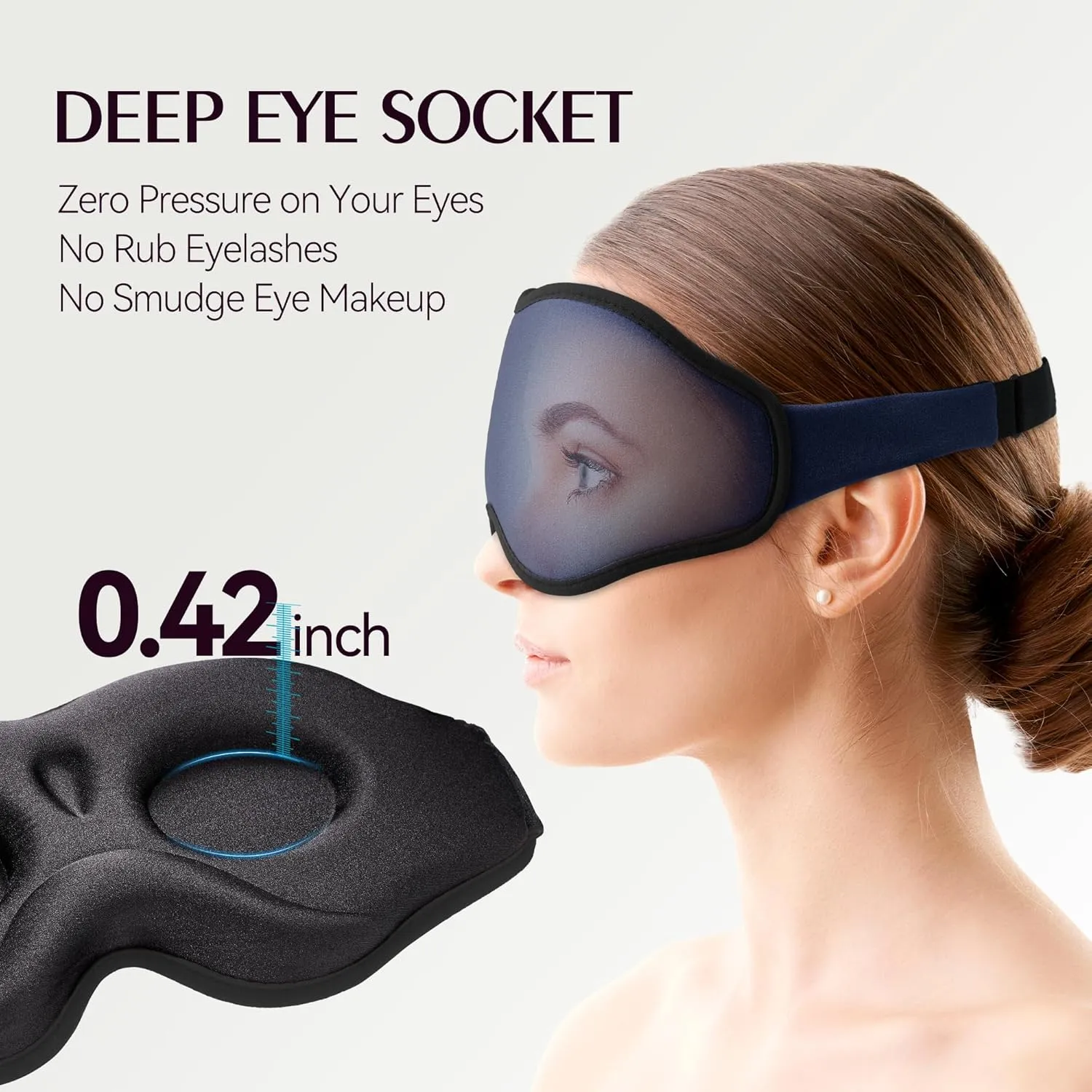 Sleep Masks for Women Men - Blackout Eye Cover for Lash Extension, 3D Contoured Sleep Mask for Side Sleeper, Soft Memory Foam, Sleep Masks for Travel, Airplane, Night(Cloud Black, Cloud Blue)