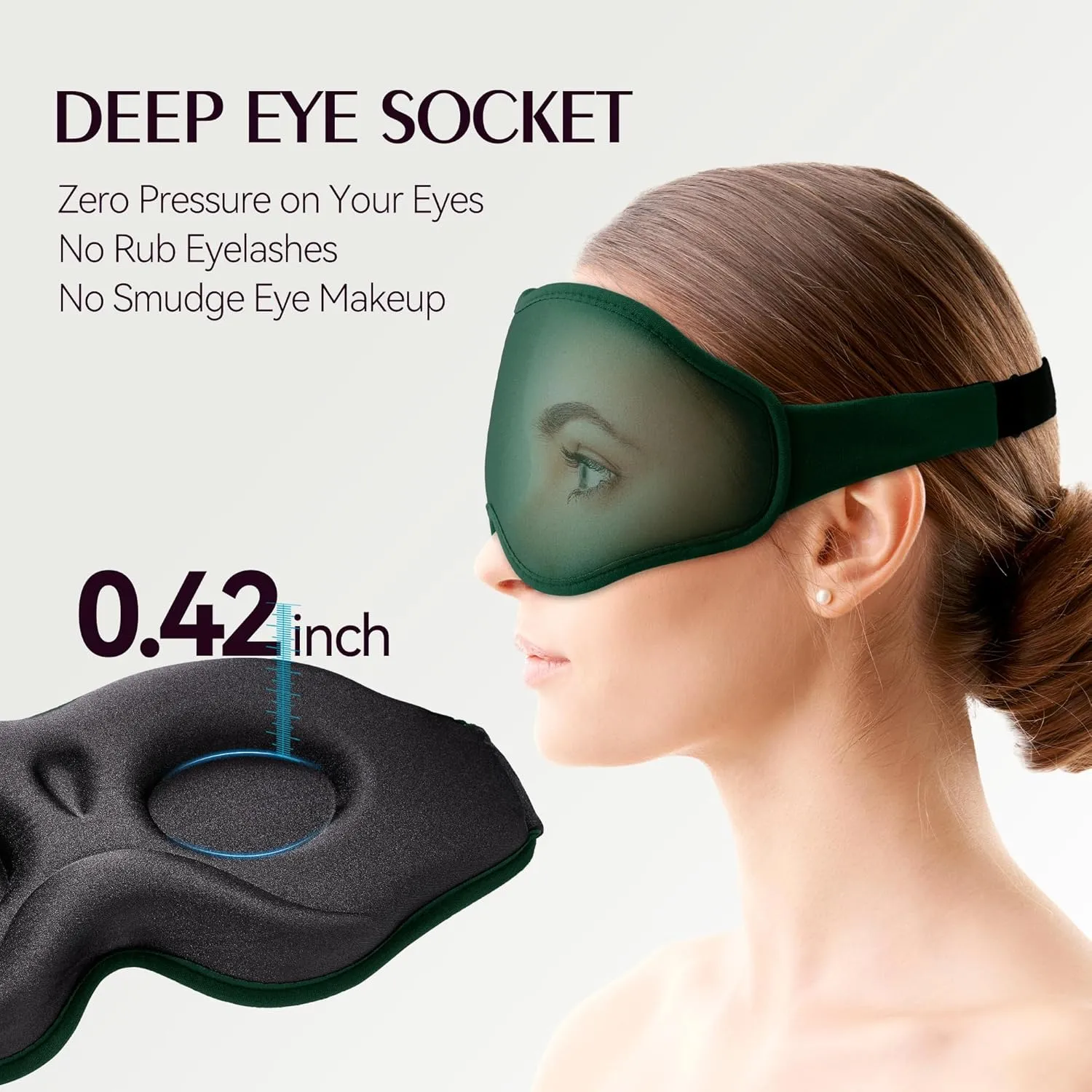 Sleep Masks for Women Men - Blackout Eye Cover for Lash Extension, 3D Contoured Sleep Mask for Side Sleeper, Soft Memory Foam, Sleep Masks for Travel, Airplane, Night(Cloud Black, Cloud Green)