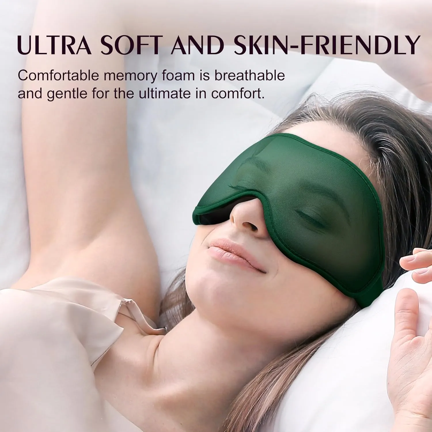 Sleep Masks for Women Men - Blackout Eye Cover for Lash Extension, 3D Contoured Sleep Mask for Side Sleeper, Soft Memory Foam, Sleep Masks for Travel, Airplane, Night(Cloud Black, Cloud Green)
