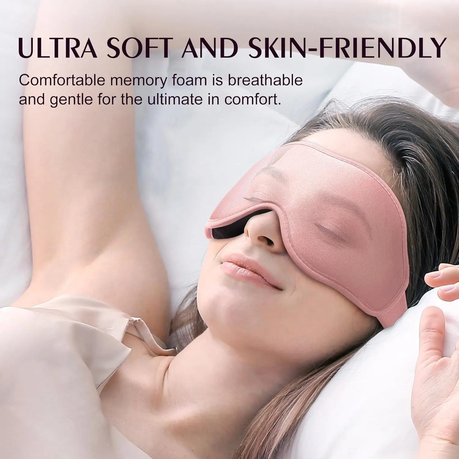 Sleep Masks for Women Men - Blackout Eye Cover for Lash Extension, 3D Contoured Sleep Mask for Side Sleeper, Soft Memory Foam, Sleep Masks for Travel, Airplane, Night(Cloud Black, Cloud Pink)