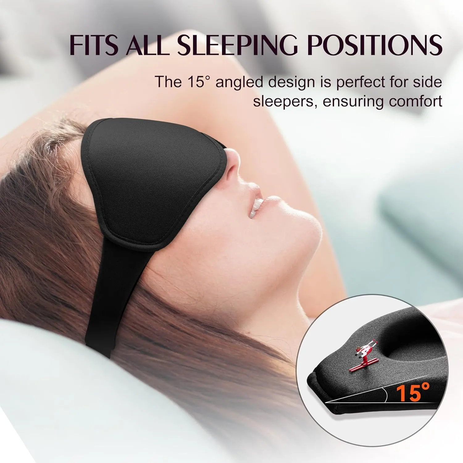 Sleep Masks for Women Men - Blackout Eye Cover for Lash Extension, 3D Contoured Sleep Mask for Side Sleeper, Soft Memory Foam, Sleep Masks for Travel, Airplane, Night(Cloud Black, Cloud Pink)