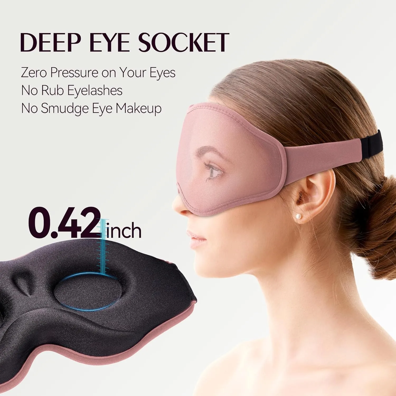 Sleep Masks for Women Men - Blackout Eye Cover for Lash Extension, 3D Contoured Sleep Mask for Side Sleeper, Soft Memory Foam, Sleep Masks for Travel, Airplane, Night(Cloud Black, Cloud Pink)