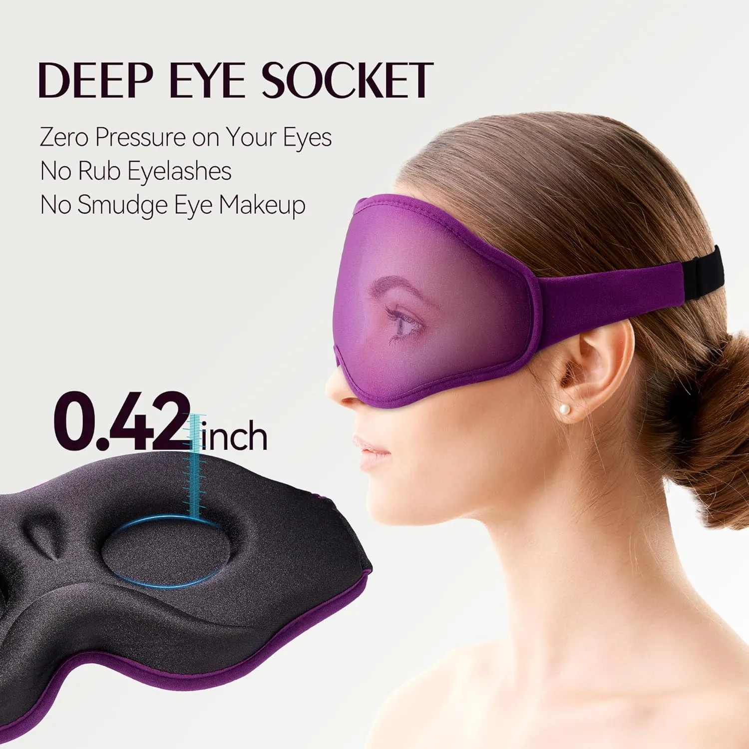 Sleep Masks for Women Men - Blackout Eye Cover for Lash Extension, 3D Contoured Sleep Mask for Side Sleeper, Soft Memory Foam, Sleep Masks for Travel, Airplane, Night(Cloud Black, Cloud Purple)
