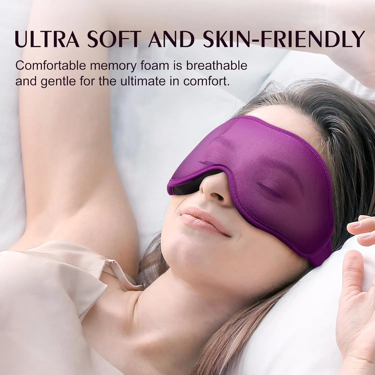 Sleep Masks for Women Men - Blackout Eye Cover for Lash Extension, 3D Contoured Sleep Mask for Side Sleeper, Soft Memory Foam, Sleep Masks for Travel, Airplane, Night(Cloud Black, Cloud Purple)