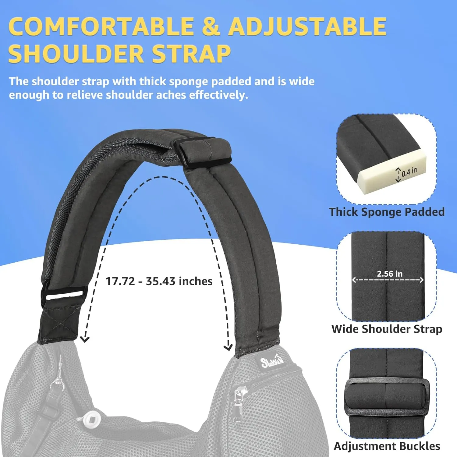 SlowTon Dog Carrier Sling - Thick Padded Shoulder Strap Adjustable Dog Carriers for Small Dogs, Puppy Carrier Purse for Pet Cat with Front Zipper Pocket Safety Belt Machine Washable (Grey Mesh M)