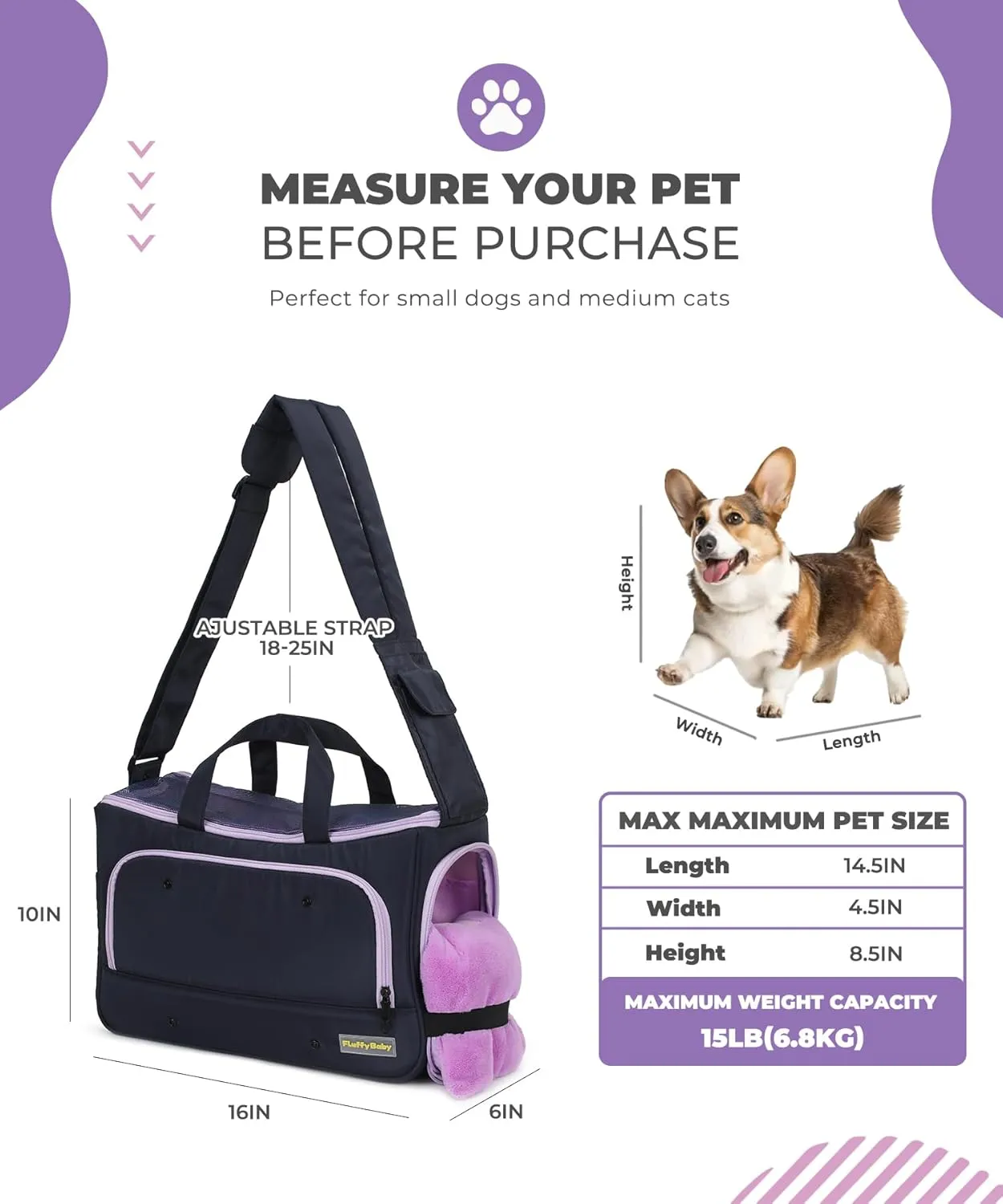 Small Dog Sling Carrier, Front Facing Dog Carrier Sling, Hands Free Pet Carriers Bag with Padded Adjustable Strap and Poop Dispenser Machine Washable for Small Dogs Cats Travel Outdoor-Black