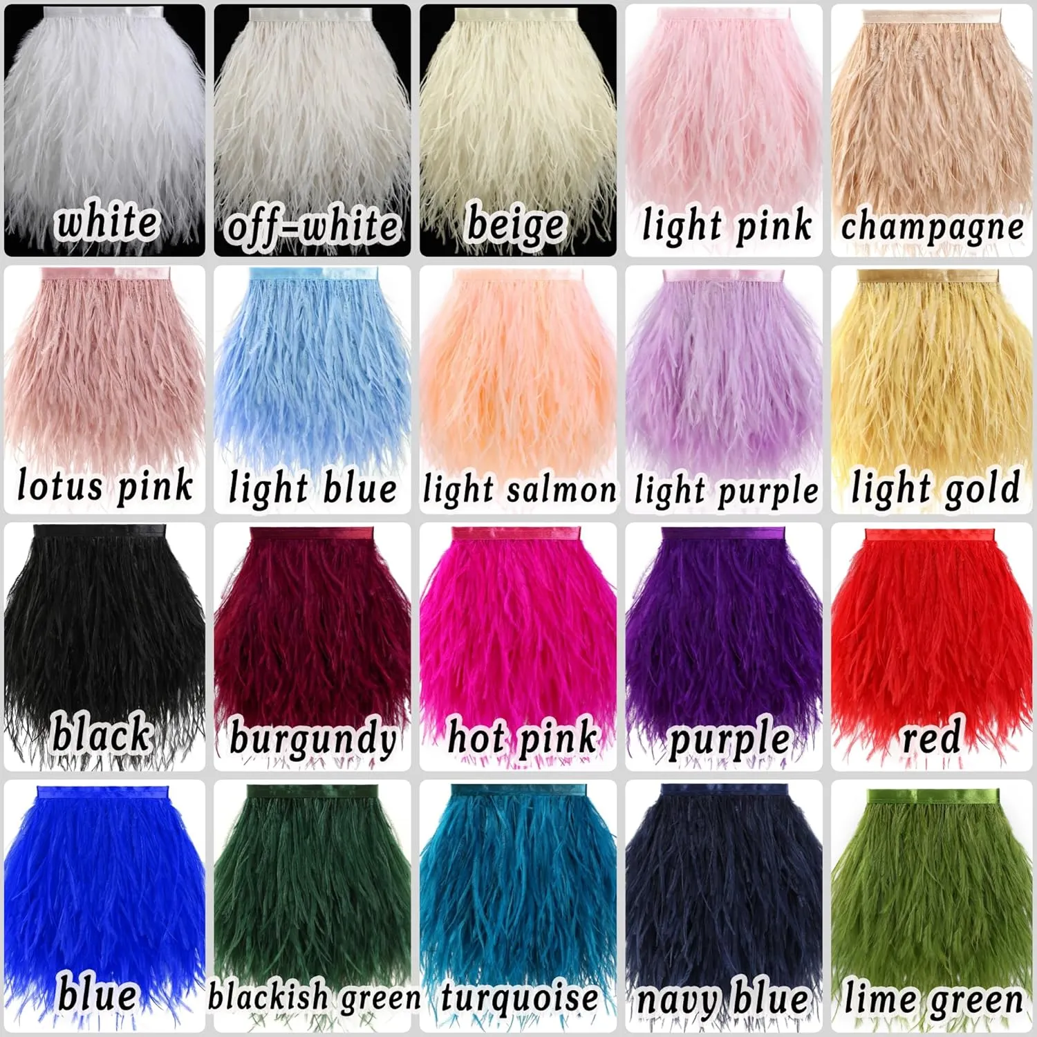Soarer Red Ostrich Feather Trim - 2Yards 5-7inch Feather Fringe for DIY Sewing Clothing,Jewelry,Halloween Home Party(Red)