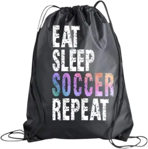 Soccer Drawstring Bag, Eat Sleep Soccer Repeat Backpack, Soccer Player Gift, Sport Pack Cinch Sack Tote Bag, Soccer Team Gifts, Girls Soccer Accessories, Soccer Cleat Bag