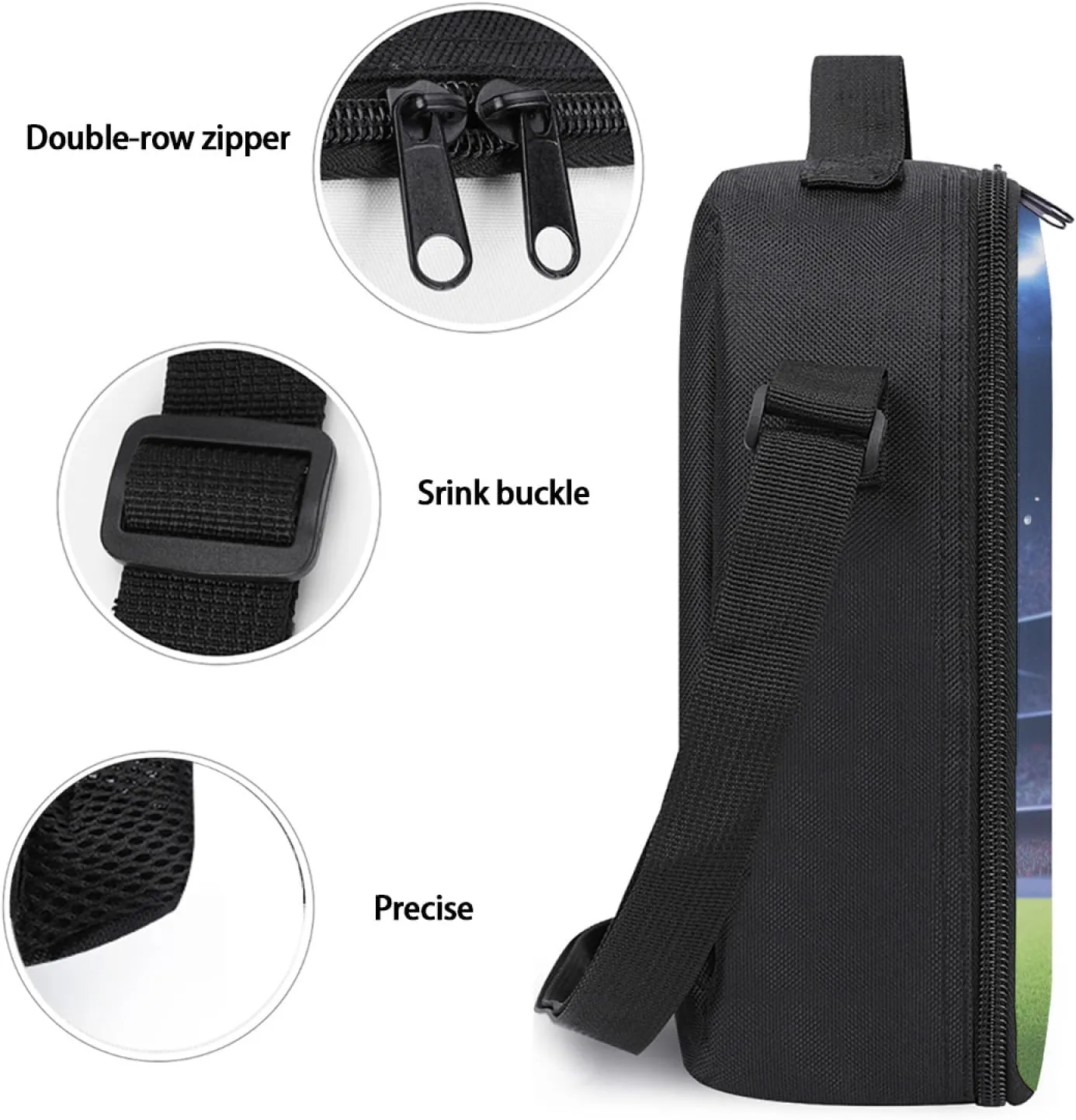 Soccer Lunch Box Insulated Football Lunch Bag for Women Men Reusable Large Capacity Lunchbox with Shoulder Strap Small Leakproof Cooler Food Bento Tote Bag for Work Travel Picnic