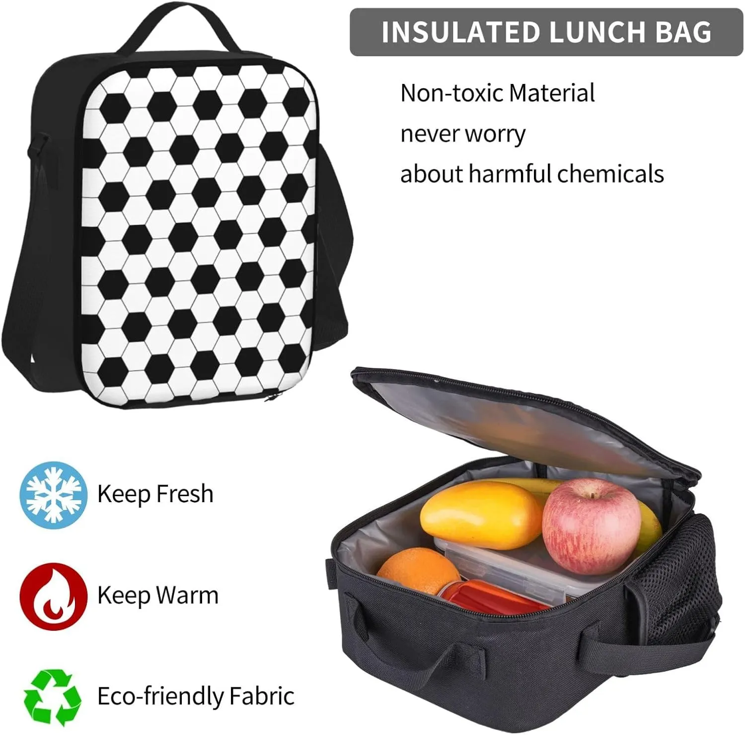 Soccer Multifunctional Pocket Backpack Crossbody Lunch Bag Pencil Case 3Pcs Set Large Capacity Backpack