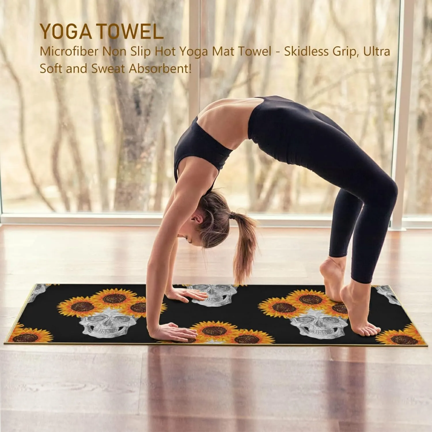 Soft Sweat Absorbent Non Slip Yoga Mat Towel, Durable Folding Workout Towel for Pilates Exercise, Fitness Mat Towel with Bag