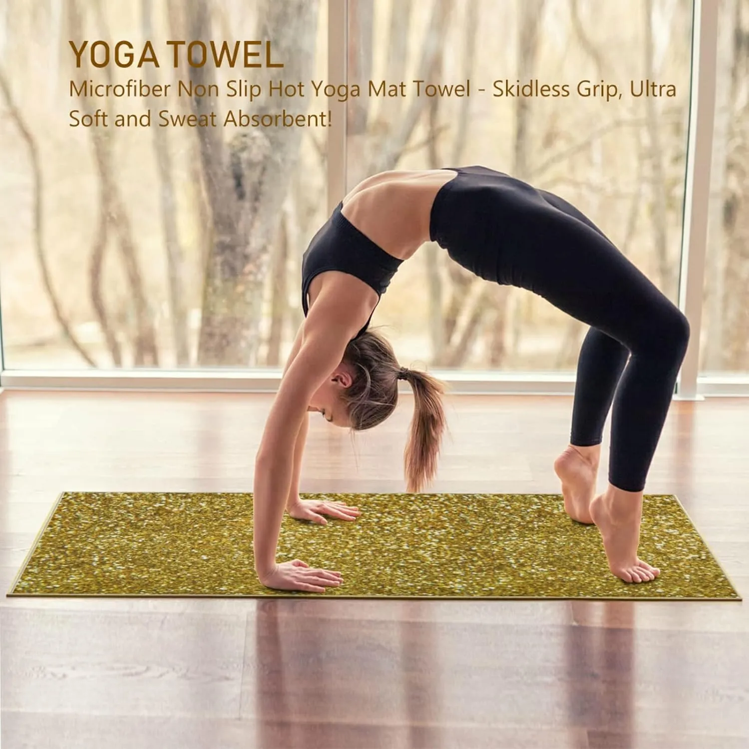 Soft Sweat Absorbent Non Slip Yoga Mat Towel, Durable Folding Workout Towel for Pilates Exercise, Fitness Mat Towel with Bag