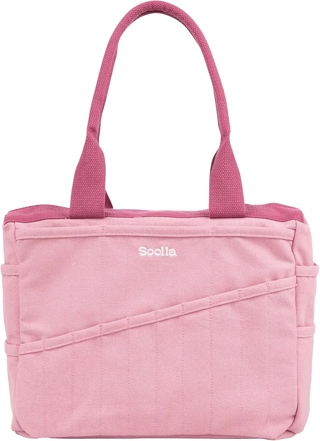 Soolla Studio Bag: Art Supply Storage Organizer & Pottery Tool Bag, Washable Craft Tote, Knitting Yarn Bag, Crochet Project Bag, 30 Pockets, Canvas Carrier, Artist Bag for Adults (Desert Rose)