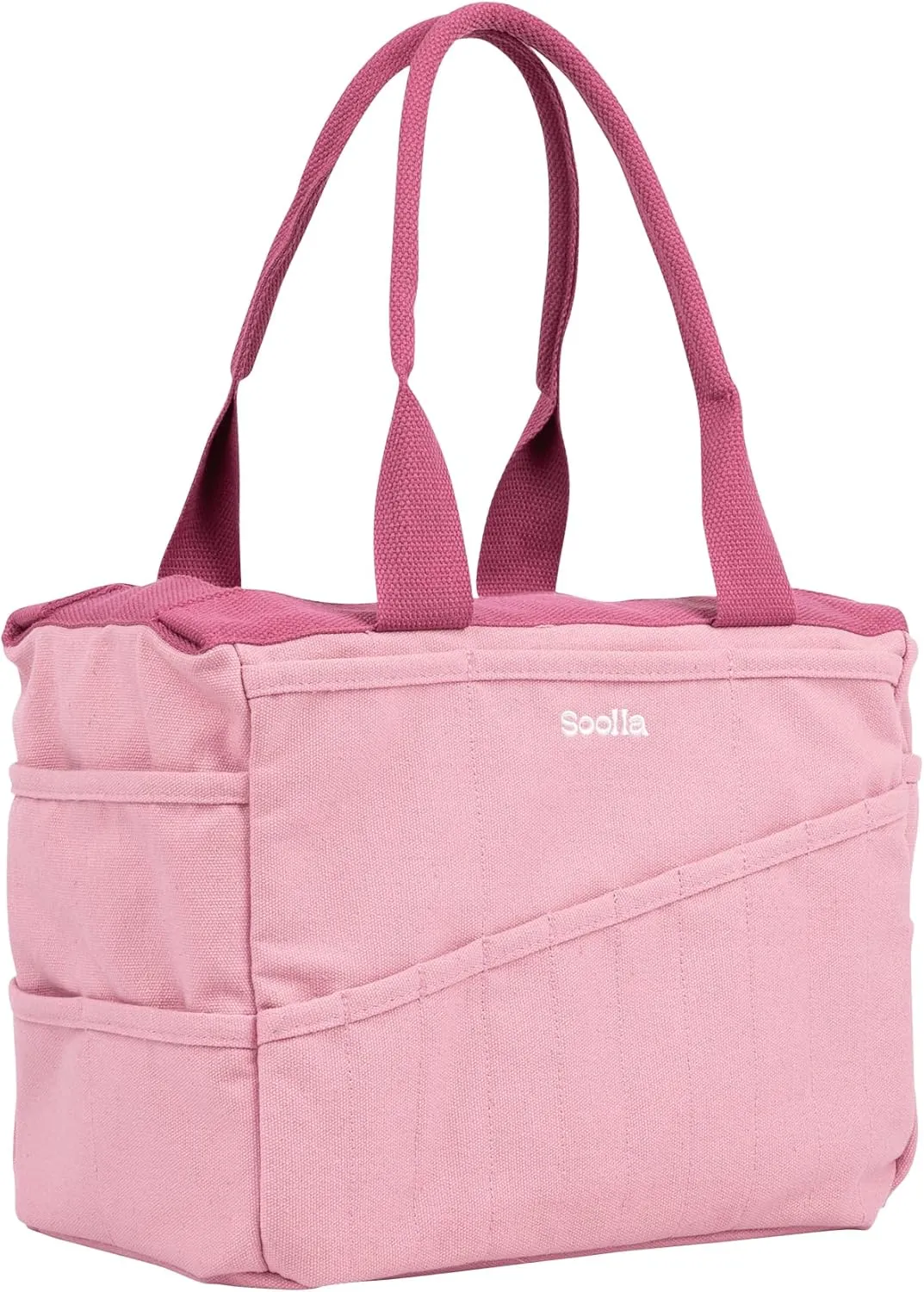 Soolla Studio Bag: Art Supply Storage Organizer & Pottery Tool Bag, Washable Craft Tote, Knitting Yarn Bag, Crochet Project Bag, 30 Pockets, Canvas Carrier, Artist Bag for Adults (Desert Rose)