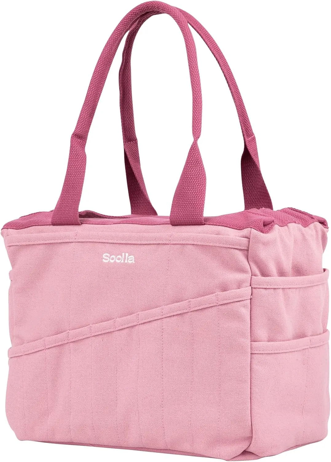 Soolla Studio Bag: Art Supply Storage Organizer & Pottery Tool Bag, Washable Craft Tote, Knitting Yarn Bag, Crochet Project Bag, 30 Pockets, Canvas Carrier, Artist Bag for Adults (Desert Rose)
