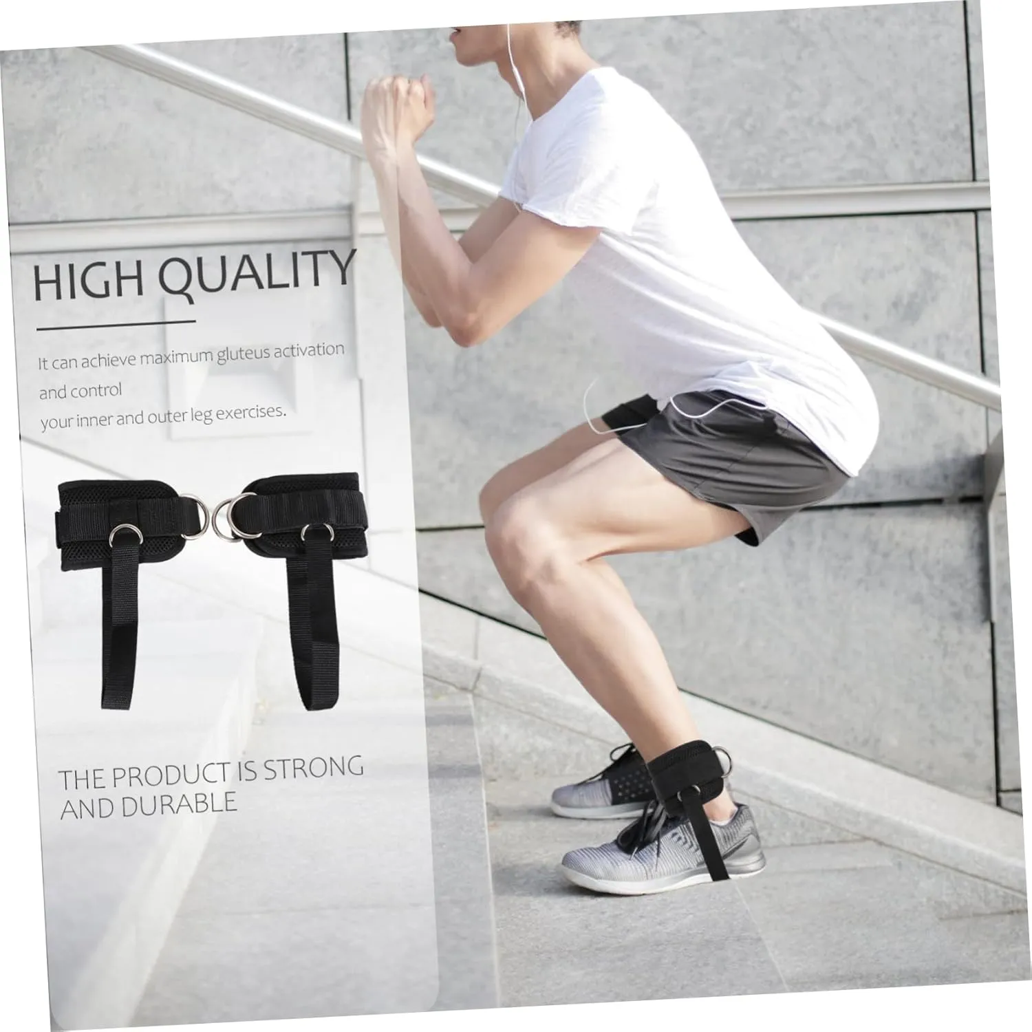 Sosoport Ankle Buckle Gym Men Dumbbell Handles Strengthener Exerciser Ab Straps Grippers Pilates Adjustable