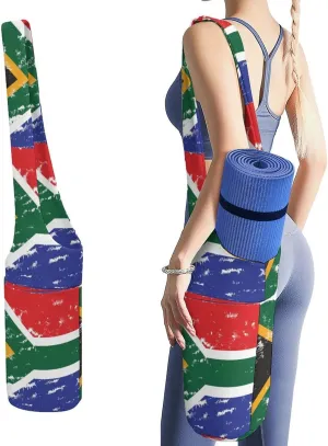 South African Flag Lightweight Yoga Mat Bag with Pockets Portable Canvas Carrying Shoulder Bags for Women Men