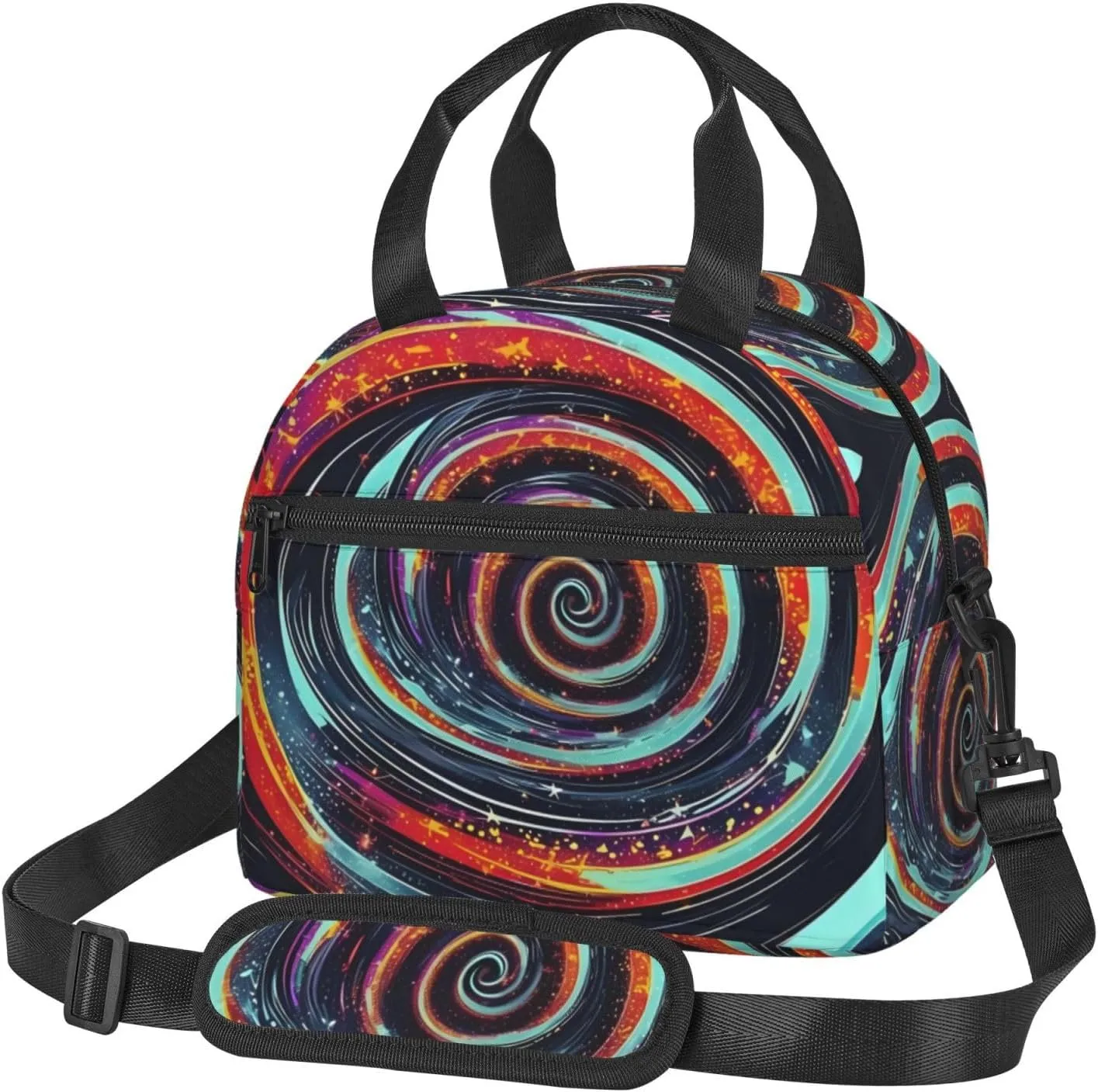 Space Spiral Cosmic Insulated Lunch Bag Box - Versatile Leakproof Cooler Tote, Comes with Adjustable Shoulder Strap