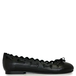 Spain Co Black Scalloped Bow Ballet