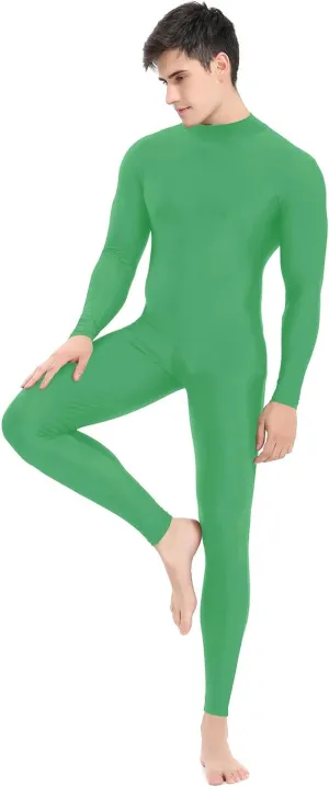 speerise Mens Spandex Bodysuit Long Sleeve Unitard Zipper Dance Leotard Bodysuit for Men Costume