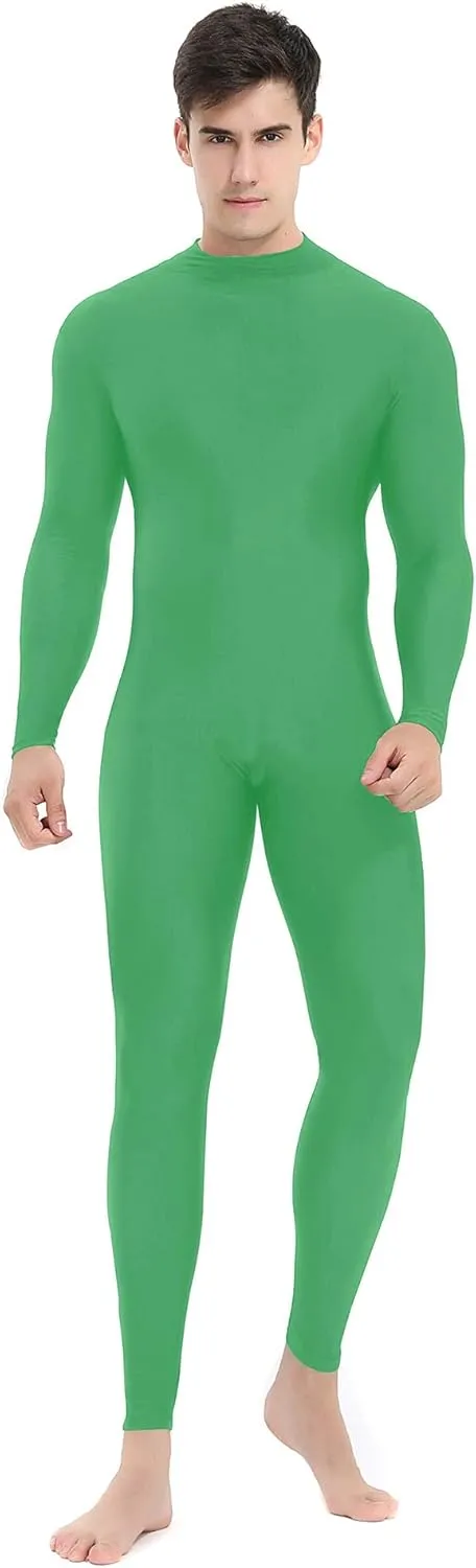 speerise Mens Spandex Bodysuit Long Sleeve Unitard Zipper Dance Leotard Bodysuit for Men Costume