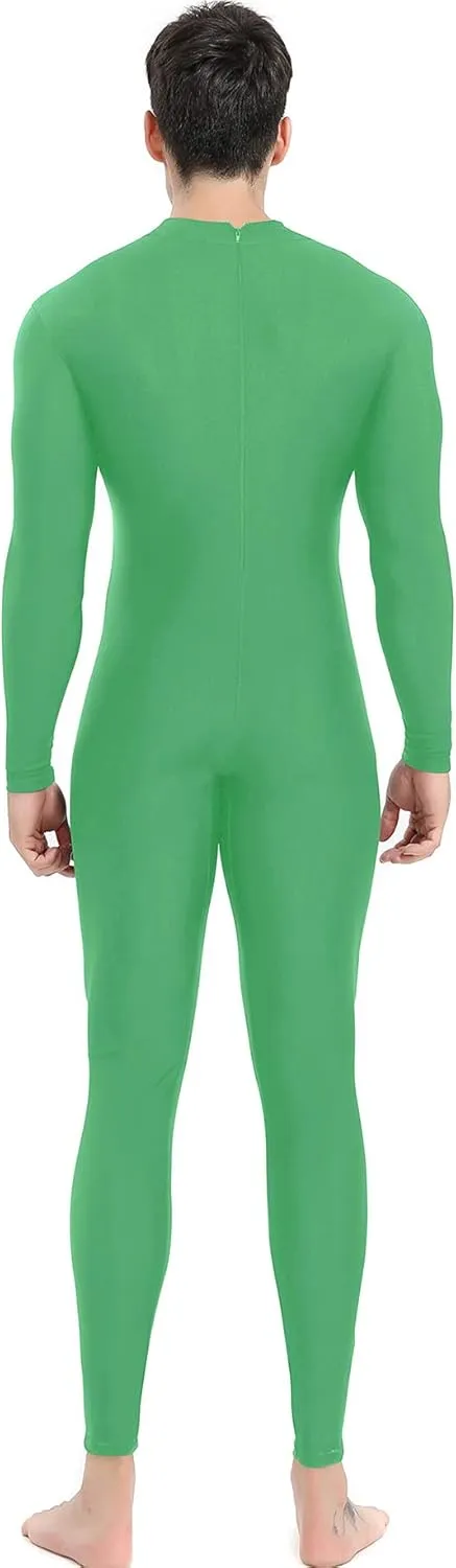 speerise Mens Spandex Bodysuit Long Sleeve Unitard Zipper Dance Leotard Bodysuit for Men Costume