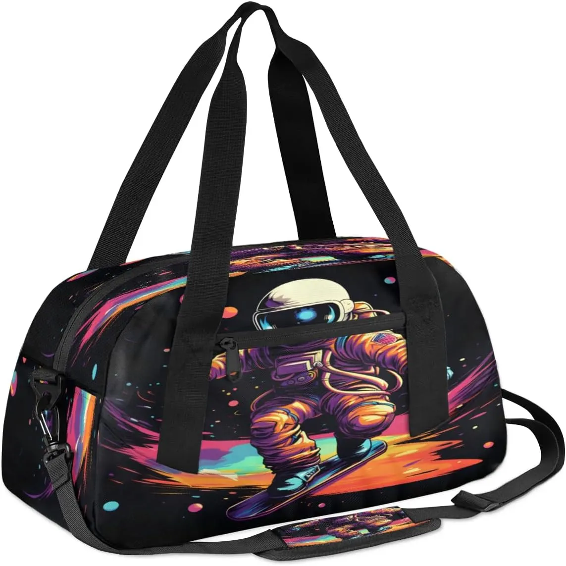Sport Duffel Bag Astronaut Printed Kids Gym Bag Weekender Overnight Bags for Boys Girls Teens Carry On Workout Travel Bag