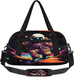Sport Duffel Bag Astronaut Printed Kids Gym Bag Weekender Overnight Bags for Boys Girls Teens Carry On Workout Travel Bag