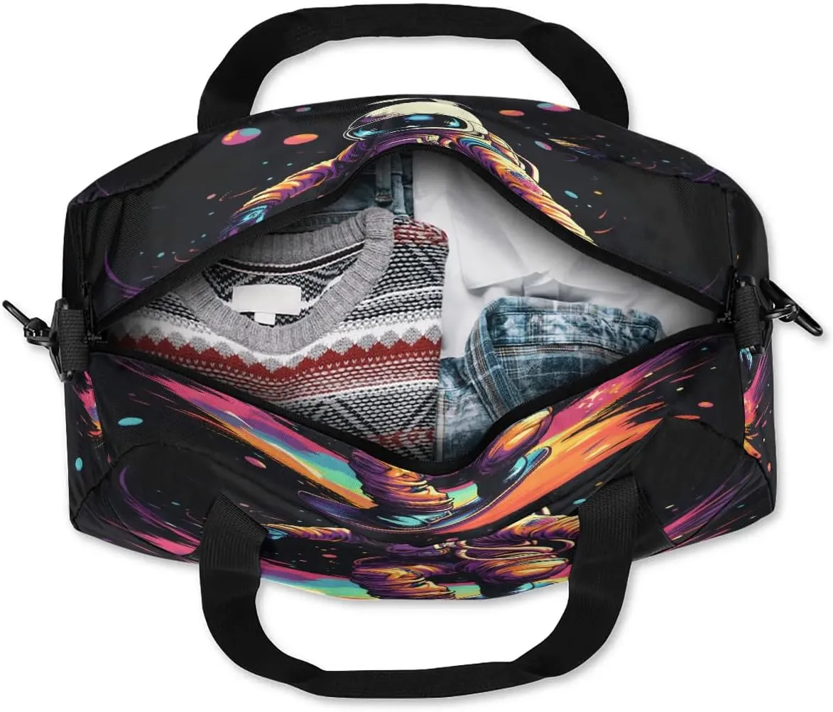 Sport Duffel Bag Astronaut Printed Kids Gym Bag Weekender Overnight Bags for Boys Girls Teens Carry On Workout Travel Bag
