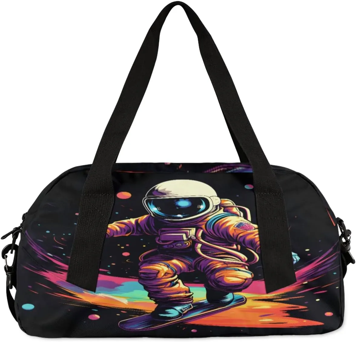 Sport Duffel Bag Astronaut Printed Kids Gym Bag Weekender Overnight Bags for Boys Girls Teens Carry On Workout Travel Bag