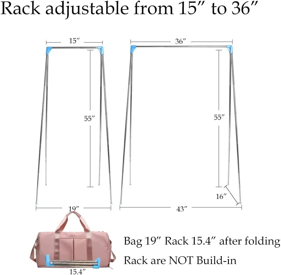 Sports Gym Bag Dance Bag Carry On Weekender Bag for Girls Teen Women, Waterproof Travel Duffle bag with Wet Pocket and Shoe Compartment (Bag   Enhanced Garment Rack, Cerise)