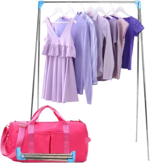 Sports Gym Bag Dance Bag Carry On Weekender Bag for Girls Teen Women, Waterproof Travel Duffle bag with Wet Pocket and Shoe Compartment (Bag   Enhanced Garment Rack, Cerise)