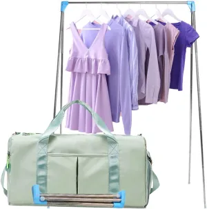 Sports Gym Bag Dance Bag Carry On Weekender Bag for Girls Teen Women, Waterproof Travel Duffle bag with Wet Pocket and Shoe Compartment (Bag   Enhanced Garment Rack, Green)