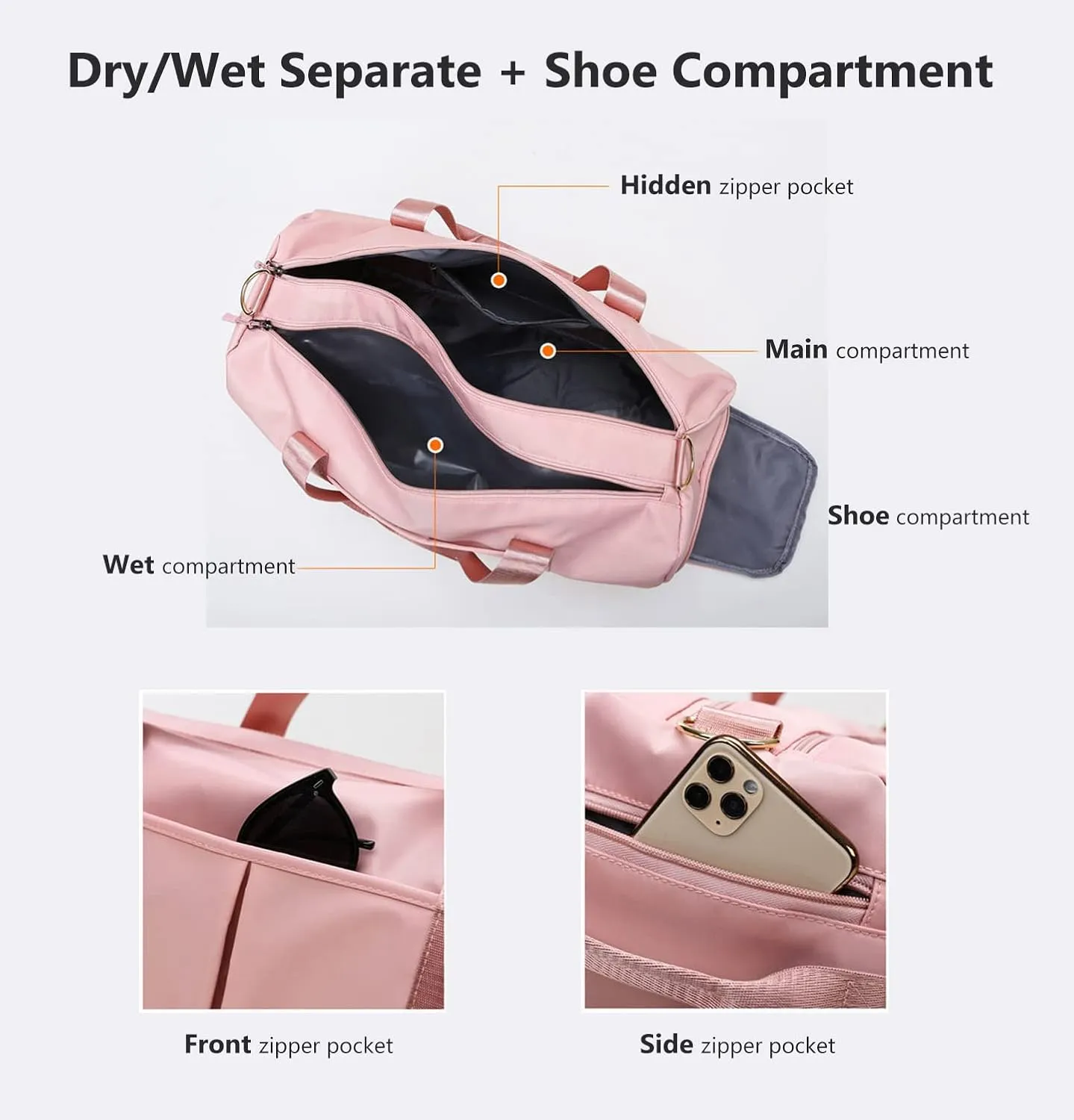 Sports Gym Bag Dance Bag Carry On Weekender Bag for Girls Teen Women, Waterproof Travel Duffle bag with Wet Pocket and Shoe Compartment (Bag   Enhanced Garment Rack, Green)