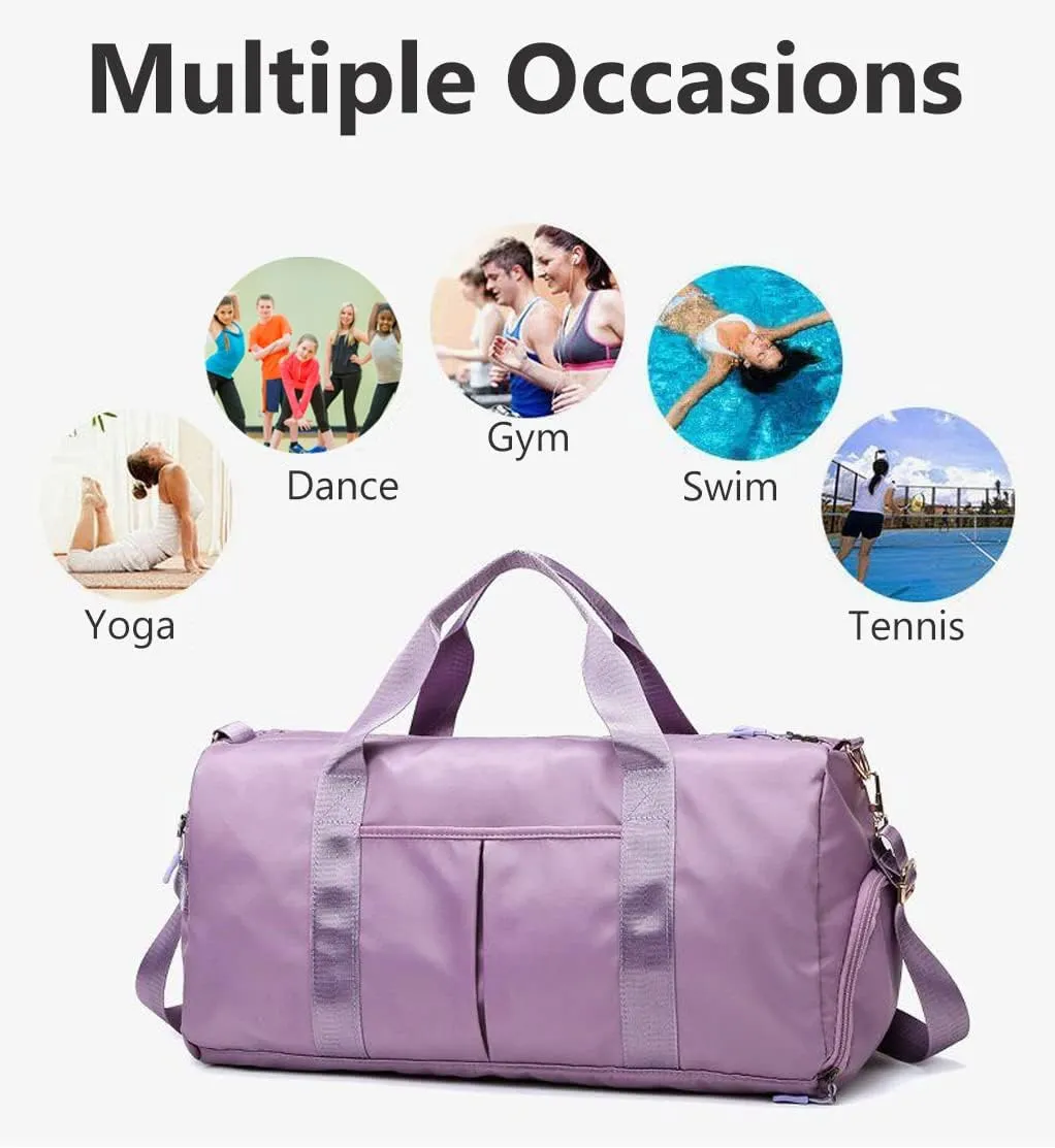 Sports Gym Bag Dance Bag Carry On Weekender Bag for Girls Teen Women, Waterproof Travel Duffle bag with Wet Pocket and Shoe Compartment (Bag   Enhanced Garment Rack, Green)