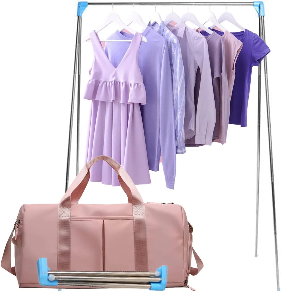 Sports Gym Bag Dance Bag Carry On Weekender Bag for Girls Teen Women, Waterproof Travel Duffle bag with Wet Pocket and Shoe Compartment (Bag   Enhanced Garment Rack, Pink)