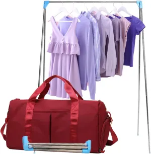 Sports Gym Bag Dance Bag Carry On Weekender Bag for Girls Teen Women, Waterproof Travel Duffle bag with Wet Pocket and Shoe Compartment (Bag   Enhanced Garment Rack, Red)