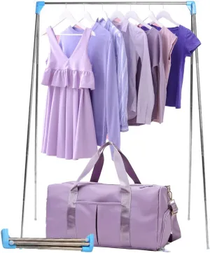 Sports Gym Bag Dance Bag Carry On Weekender Bag for Girls Teen Women, Waterproof Travel Duffle bag with Wet Pocket and Shoe Compartment (Purple, Bag   Enhanced Garment Rack)