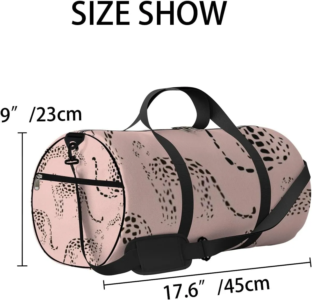 Sports Gym Bag for Women and Men Waterproof Abstract Leopard Pattern Pink Duffel Bag Lightweight Carryon Traveling Boarding Gripsack