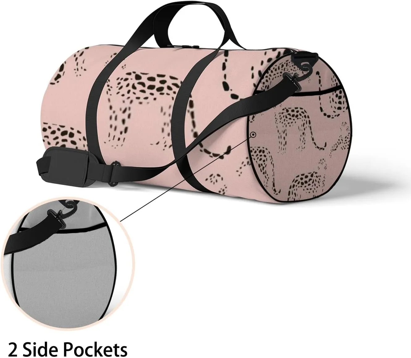 Sports Gym Bag for Women and Men Waterproof Abstract Leopard Pattern Pink Duffel Bag Lightweight Carryon Traveling Boarding Gripsack