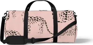 Sports Gym Bag for Women and Men Waterproof Abstract Leopard Pattern Pink Duffel Bag Lightweight Carryon Traveling Boarding Gripsack