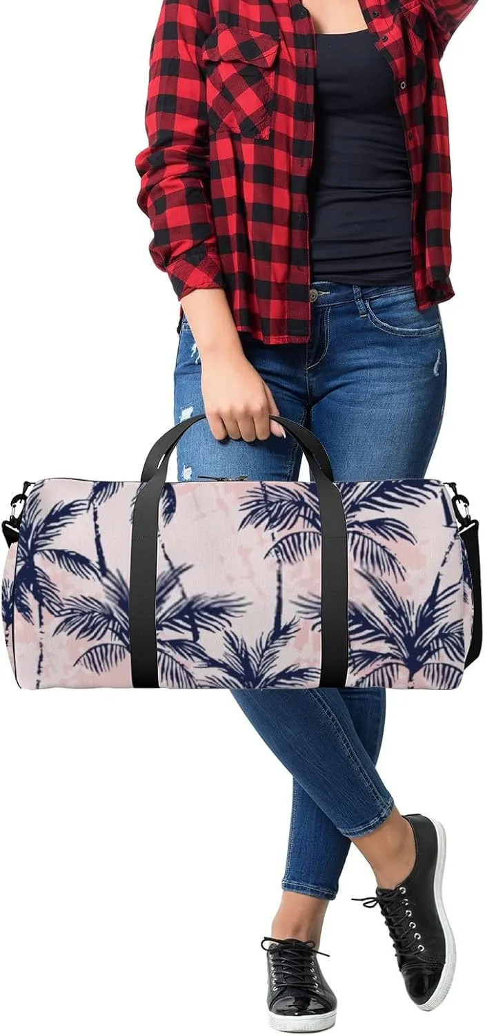 Sports Gym Bag for Women and Men Waterproof Abstract Tropics Grunge Palm Trees Silhouettes Duffel Bag Lightweight Carryon Traveling Boarding Gripsack