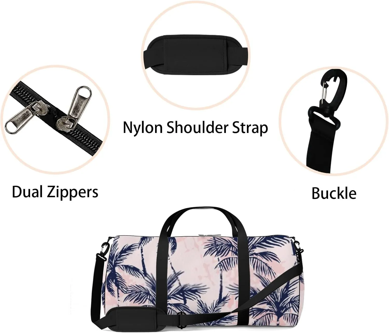 Sports Gym Bag for Women and Men Waterproof Abstract Tropics Grunge Palm Trees Silhouettes Duffel Bag Lightweight Carryon Traveling Boarding Gripsack