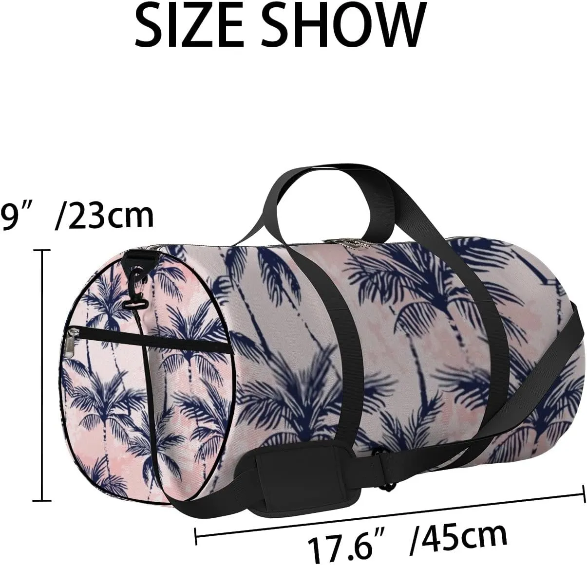 Sports Gym Bag for Women and Men Waterproof Abstract Tropics Grunge Palm Trees Silhouettes Duffel Bag Lightweight Carryon Traveling Boarding Gripsack