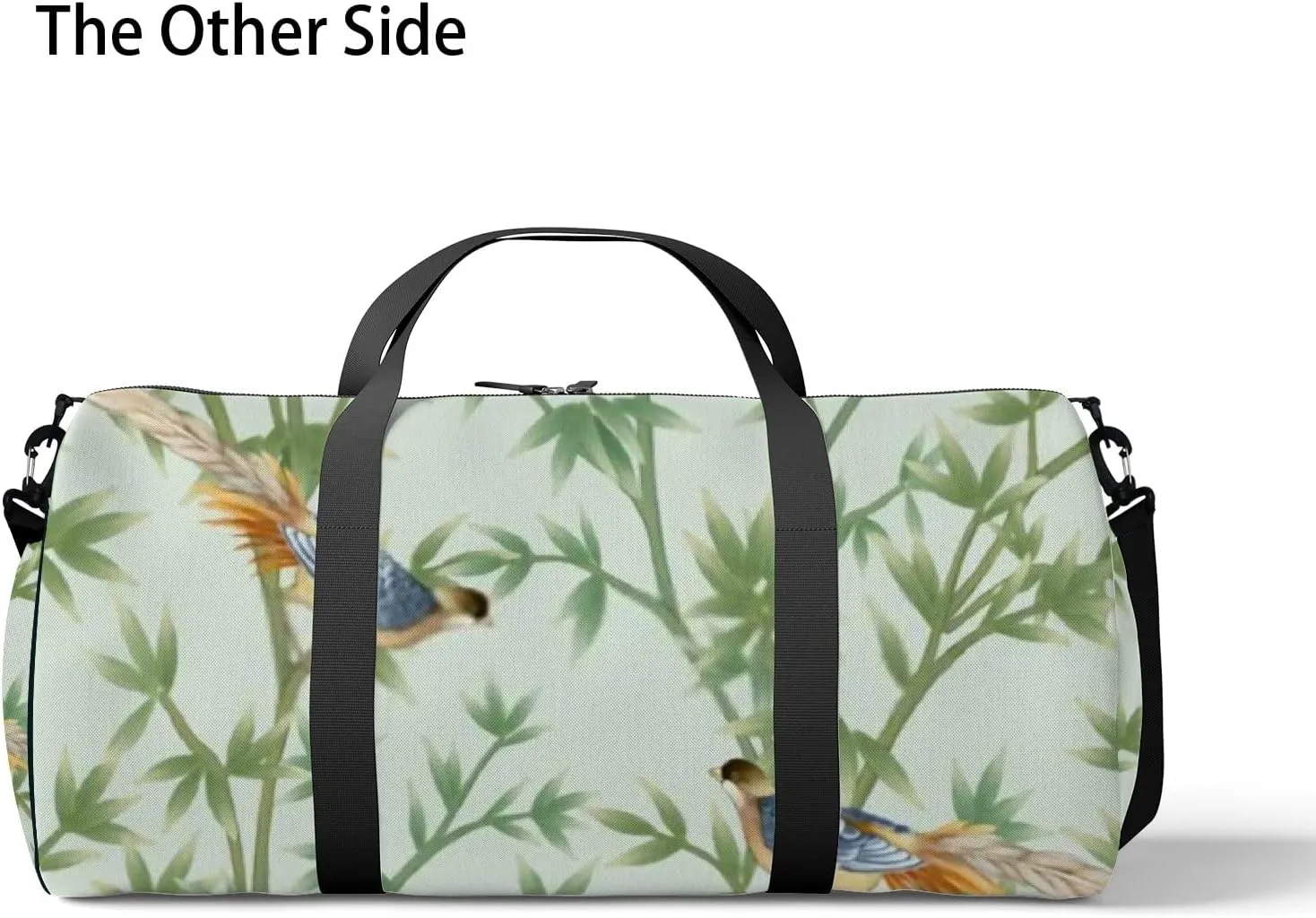 Sports Gym Bag for Women and Men Waterproof Bamboo Birds Green Duffel Bag Lightweight Carryon Traveling Boarding Gripsack