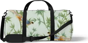 Sports Gym Bag for Women and Men Waterproof Bamboo Birds Green Duffel Bag Lightweight Carryon Traveling Boarding Gripsack