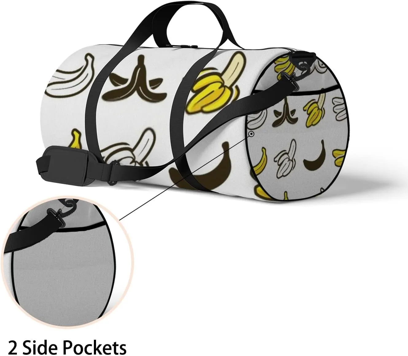 Sports Gym Bag for Women and Men Waterproof Banana Icon Outline Silhouette Duffel Bag Lightweight Carryon Traveling Boarding Gripsack
