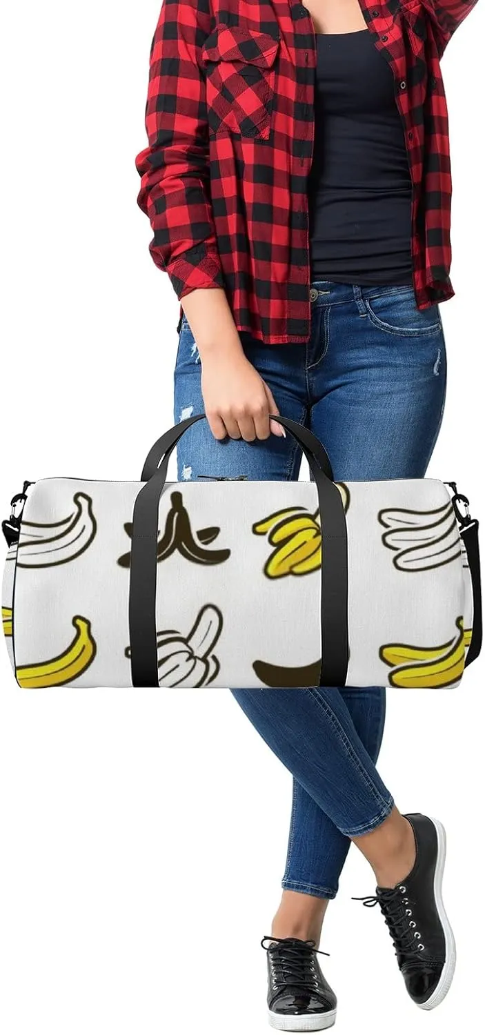 Sports Gym Bag for Women and Men Waterproof Banana Icon Outline Silhouette Duffel Bag Lightweight Carryon Traveling Boarding Gripsack